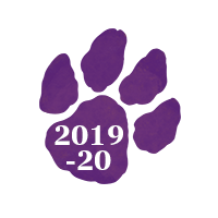 Purple paw print with text "2019-20"